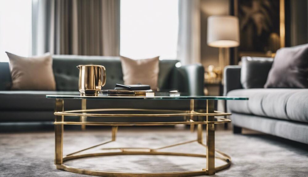 elegant brass and glass