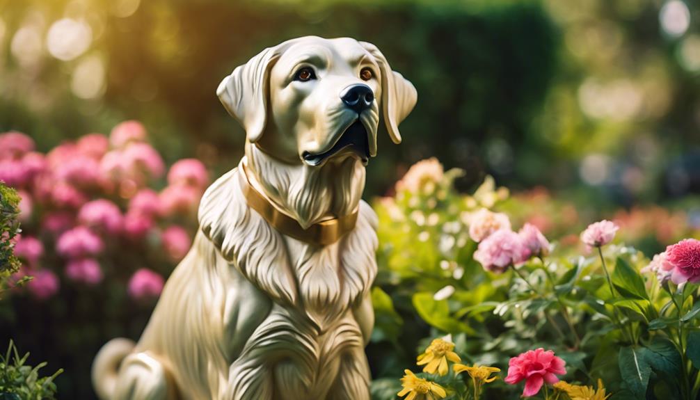 labrador statue enhances garden