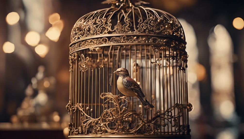 mechanical birds in cages