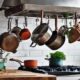 stylish rolling kitchen pot rack