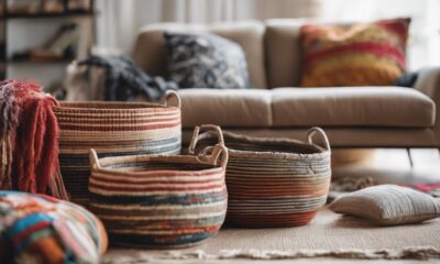 textured woven basket set