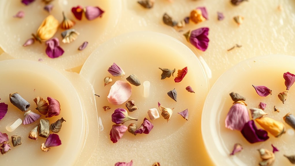 dried flower embedded candles