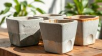 molded concrete planters from cartons