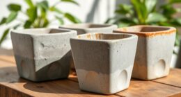 molded concrete planters from cartons