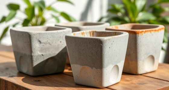 molded concrete planters from cartons
