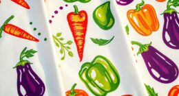 vegetable stamped tea towels