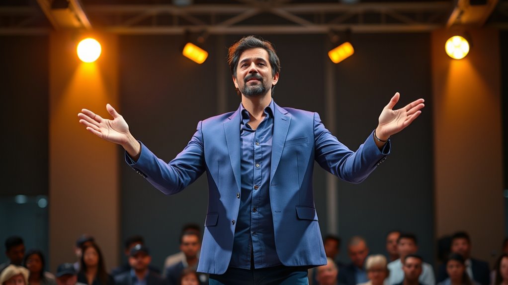 confident body language and voice