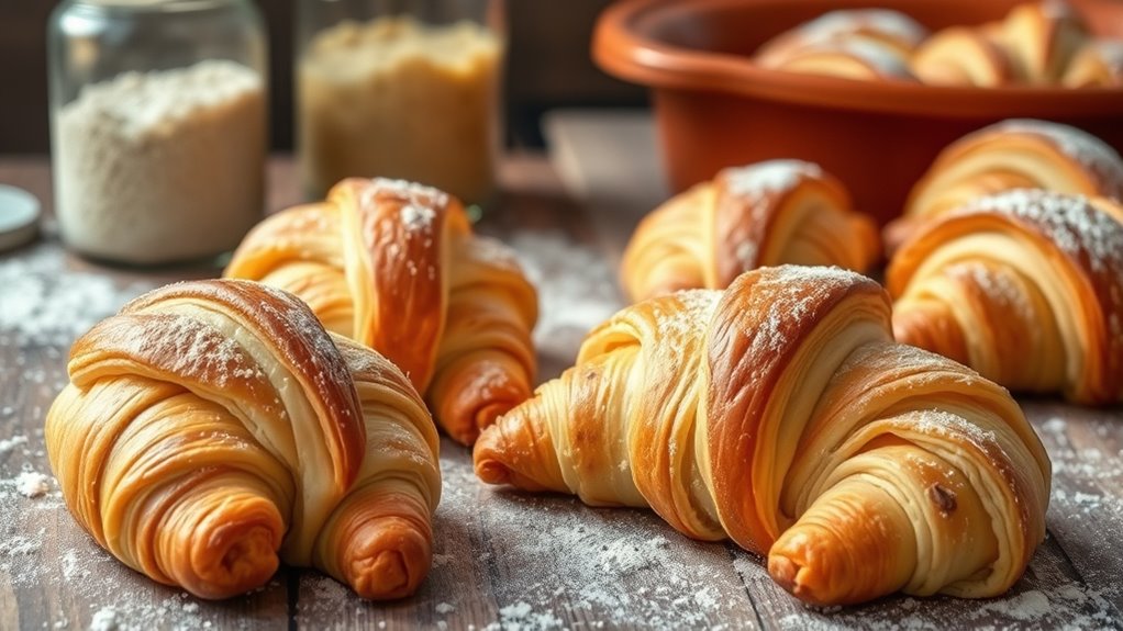 homemade sourdough croissants pastries