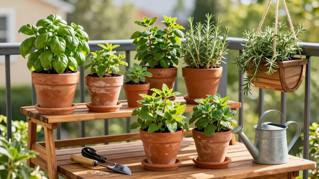 create functional balcony herbs