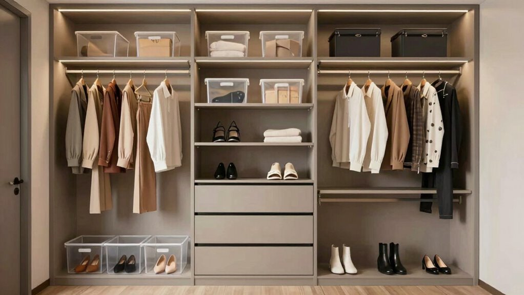 organized calming closet storage