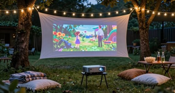 outdoor movie projector setup
