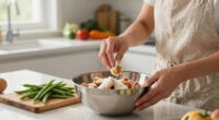 Georgina Hayden’s quick and easy recipe for panko chicken with green bean and cabbage salad with miso dressing | Quick and easy