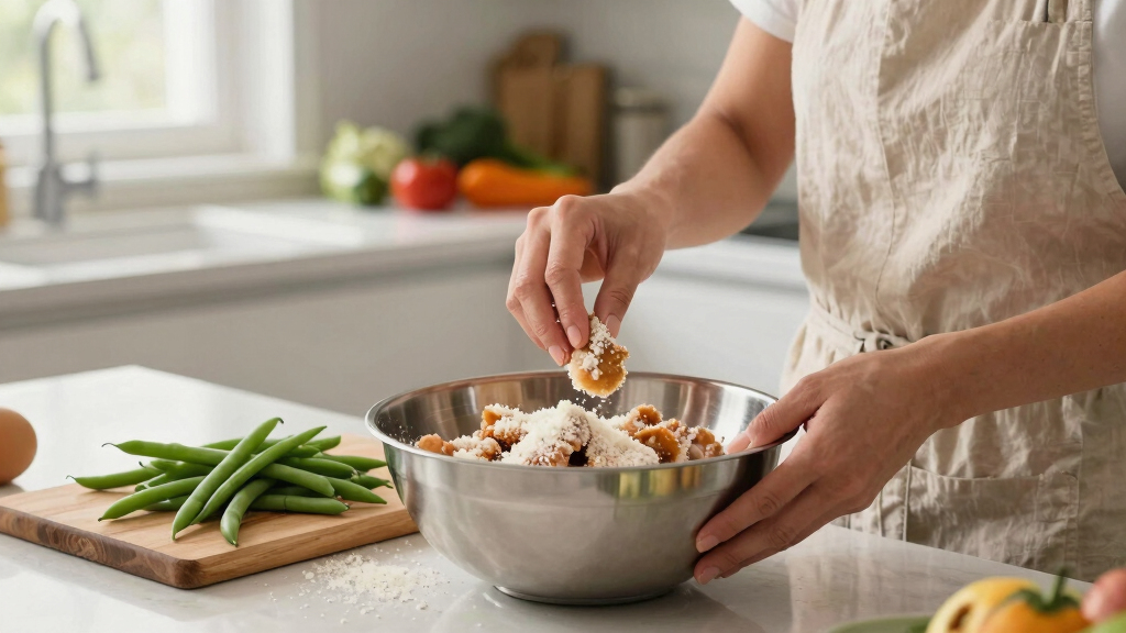 Georgina Hayden’s quick and easy recipe for panko chicken with green bean and cabbage salad with miso dressing | Quick and easy