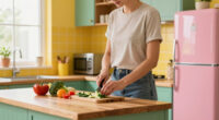 Yellow Tile, Green Cabinets, and a Pink Fridge Set the Tone for Megan O'Neill's Woodstock, New York, Home