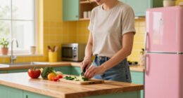 Yellow Tile, Green Cabinets, and a Pink Fridge Set the Tone for Megan O'Neill's Woodstock, New York, Home