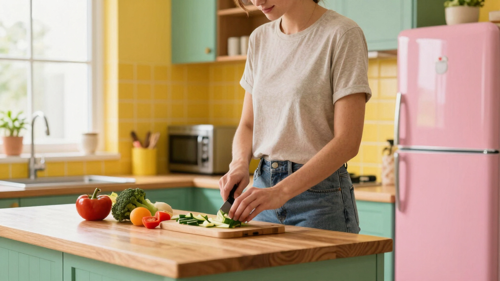 Yellow Tile, Green Cabinets, and a Pink Fridge Set the Tone for Megan O'Neill's Woodstock, New York, Home